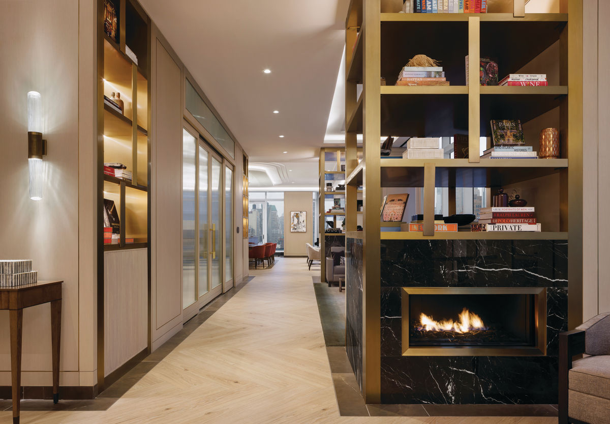 Our inviting lobby, complete with cozy fireplace